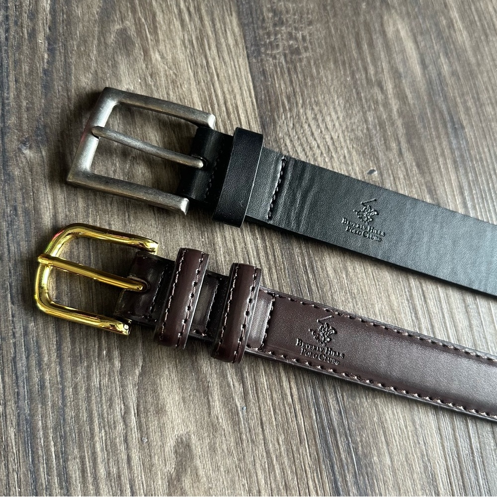 Boys Black and Brown Belt Size Small - Beverly Hills Polo Club
